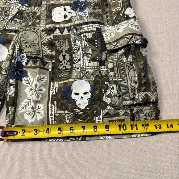 Big Dogs Blue Swim Trunks Mens Large Hawaiian Drawstring Vintage Skulls - Picture 6 of 7